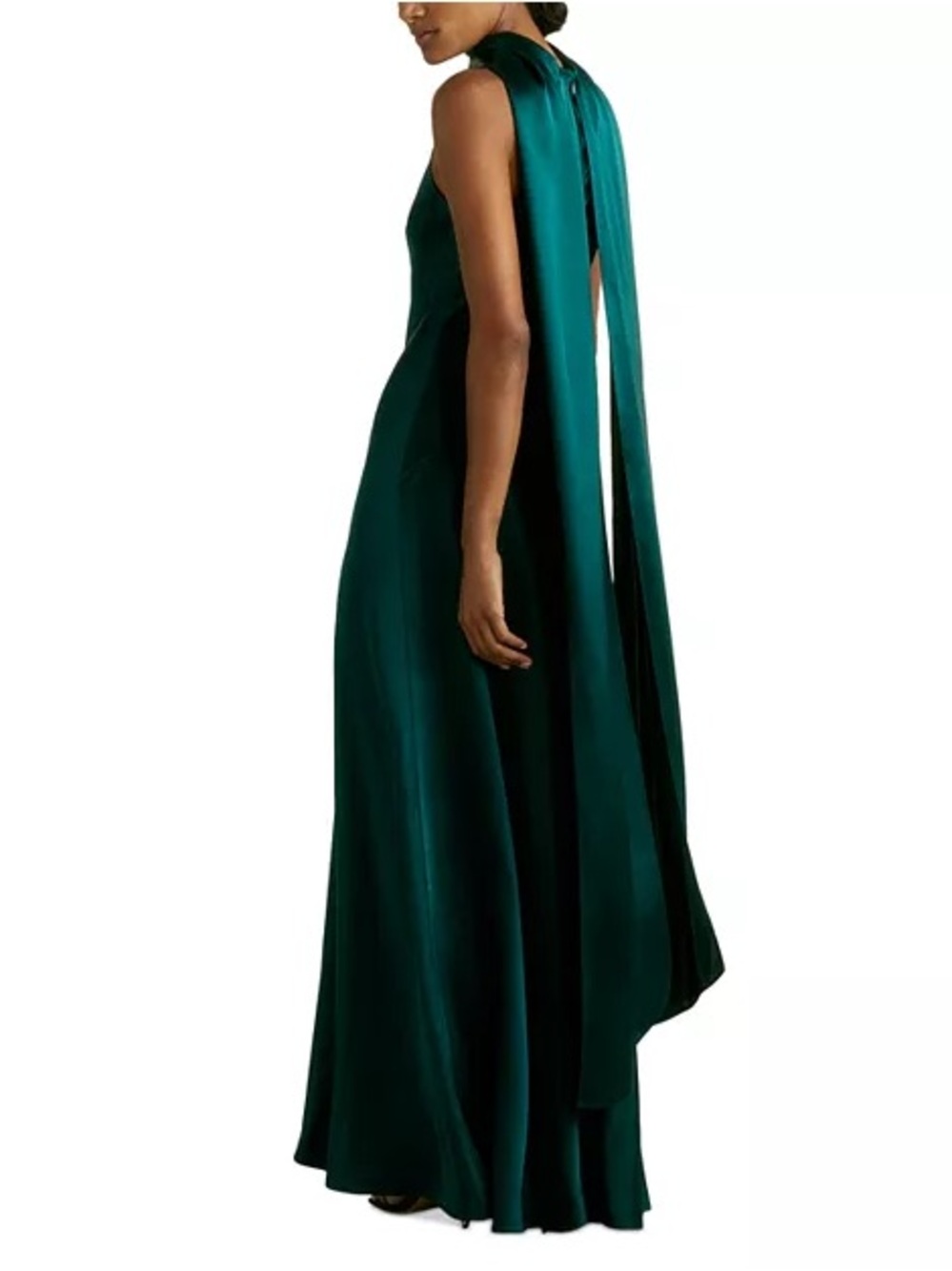 Reiss Teal Green Sleeveless Maxi Dress with Draped Back Panel - Picture 3 of 12